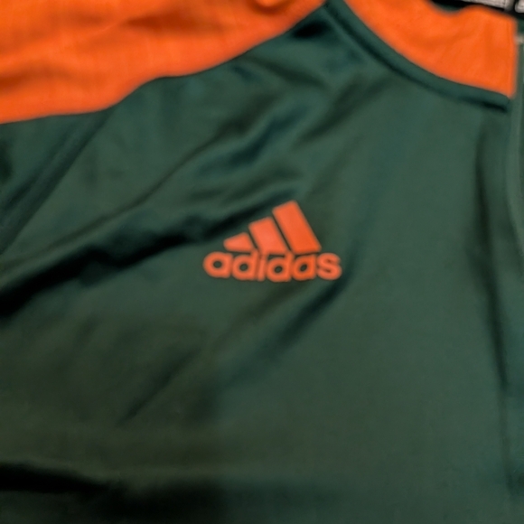 Adidas University Of Miami Men's XL 1/4 Zip Flaws Green Orange - Picture 3 of 10